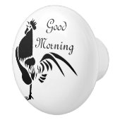 Black Rooster Crowing Silhouette Keramische Knop (Rechts)