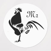 Black Rooster Crowing Silhouette Labels (Design 2)