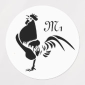 Black Rooster Crowing Silhouette Labels (Design 1)