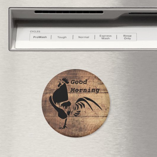 Black Rooster Crowing Silhouette Magneet (Insitu (Vaatwasser))