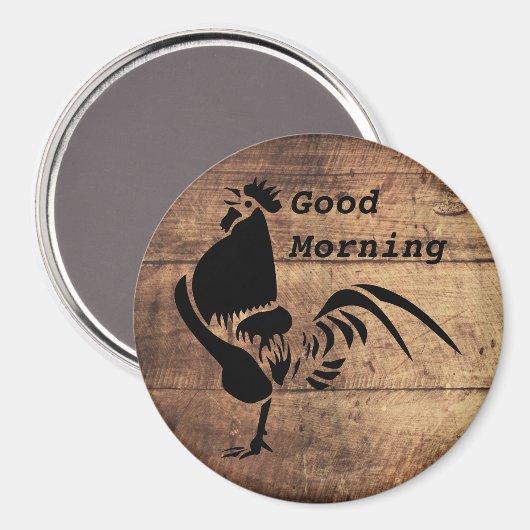 Black Rooster Crowing Silhouette Magneet (Voorkant / Achterkant)