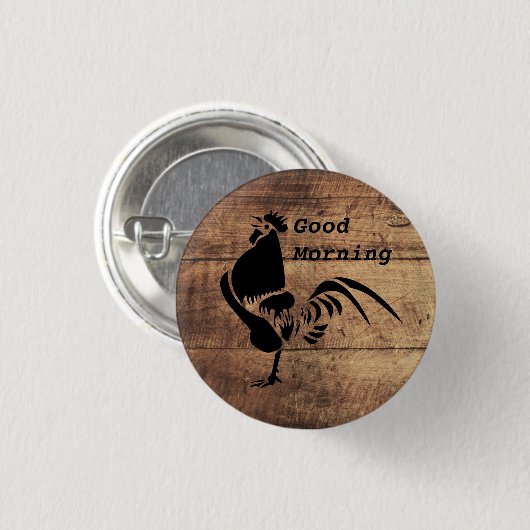 Black Rooster Crowing Silhouette Ronde Button 3,2 Cm (Voorkant /achterkant)