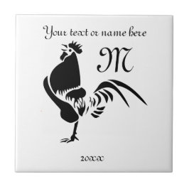 Black Rooster Crowing Silhouette Tegeltje