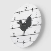 Black Rooster Rustic Shiplap Farmhouse Decor Grote Klok (Hoek)