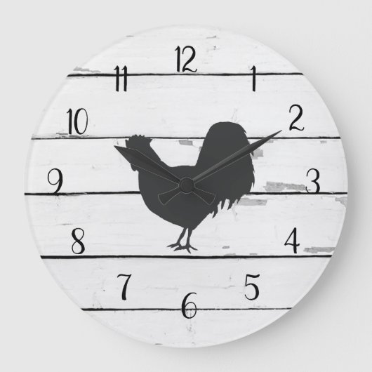 Black Rooster Rustic Shiplap Farmhouse Decor Grote Klok (Voorkant)