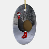 Black Rooster Santa Claus Keramisch Ornament (Rechts)