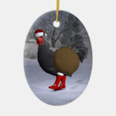 Black Rooster Santa Claus Keramisch Ornament (Voorkant)
