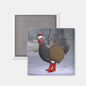 Black Rooster Santa Claus Magneet (Voorkant / Achterkant)
