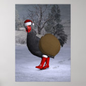 Black Rooster Santa Claus Poster (Voorkant)