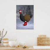 Black Rooster Santa Claus Poster (Keuken)