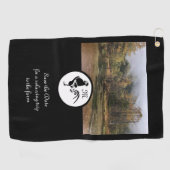 Black Rooster Silhouette Silhouette Monogram Foto Golfhanddoek (Horizontaal)