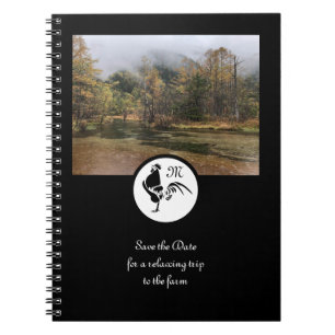 Black Rooster Silhouette Silhouette Monogram Foto Notitieboek
