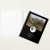 Black Rooster Silhouette Silhouette Monogram Foto Planner (Display)