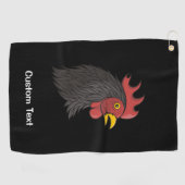 Black Rooster's Head Golf Towel Golfhanddoek (Horizontaal)