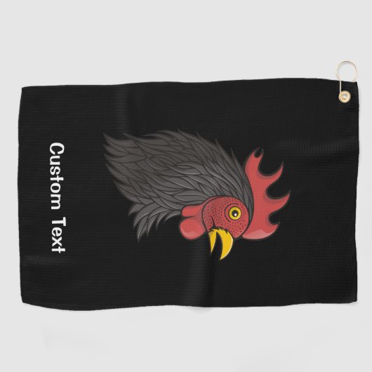 Black Rooster's Head Golf Towel Golfhanddoek (Horizontaal)
