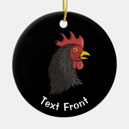 Black Rooster's kop Keramisch Ornament (Voorkant)