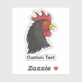 Black Rooster's kop Sticker (Vel)