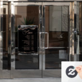 Black Rose Gold Agate Diensten Menu Raamsticker (Kantoordeur)