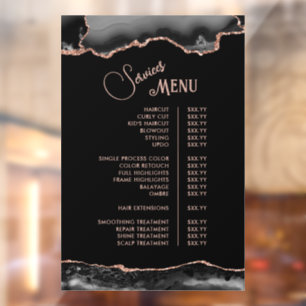 Black Rose Gold Agate Diensten Menu Raamsticker
