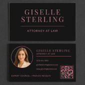 Black Rose Gold Attorney Photo QR Code Visitekaartje