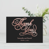 Black Rose Gold Calligraphy Formal Thank You Card Bedankkaart (Staand voorkant)
