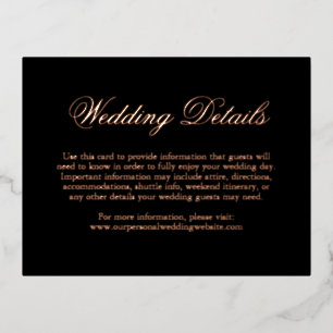 Black Rose Gold Foil Formal Wedding Enclosure Card Folie Uitnodiging Briefkaart