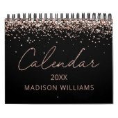 Black Rose Gold Glitter Elegant Modern Script 2026 Kalender (Hoes)