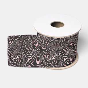 Black Rose Gold liquid swirl Abstract Design Grosgrain Lint