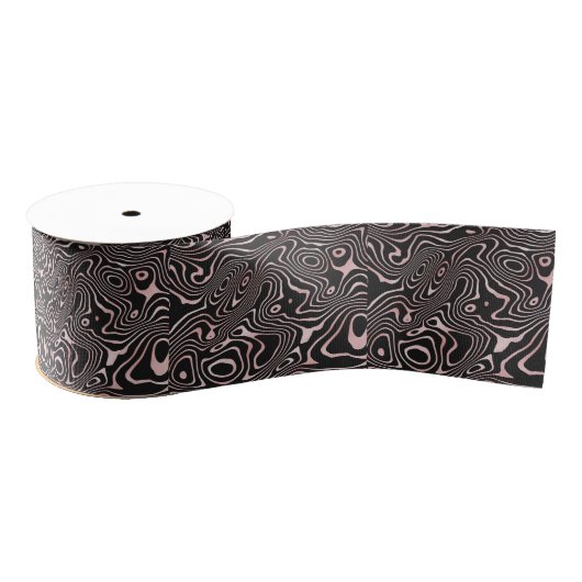 Black Rose Gold liquid swirl Abstract Design Grosgrain Lint (Spoel)