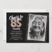 Black Rose Gold Proost op 85 Jaar Uitnodiging (Voorkant)