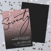 Black Rose Gold Seventy 70th Birthday Kaart