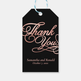Black & Rose Gold Thank You Calligraphy Wedding Cadeaulabel