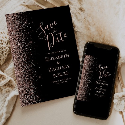 Black Rose Goud Save the Date Aankondiging
