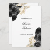 black rose obituary spanish invitation  bedankkaart (Voorkant / Achterkant)