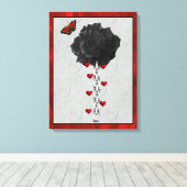 Black Rose of Love Canvas Afdruk (Insitu (Houten vloer))