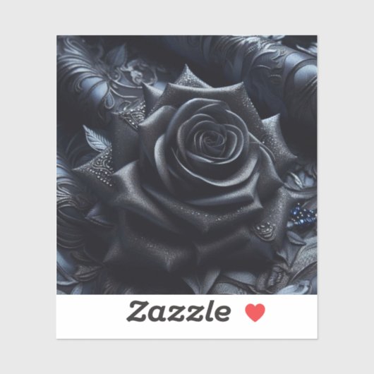 Black Rose on Black Brocade Sticker (Vel)
