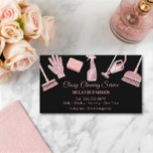 Black & Rose pink Glitter Classy Cleaning Services Visitekaartje