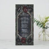 Black Roses Floral Gothic Halloween Wedding Menu (Staand voorkant)