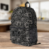 Black Roses Motif Black en Blanc Bedrukte Rugzak