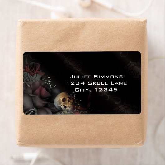 Black Roses + Skull Gothic Goth Fantasy Magic Etiket (Insitu)