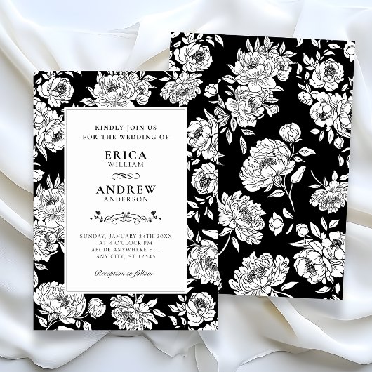 Black roses wedding kaart