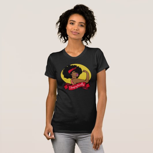 Black Rosie de Riveter zonder apologetisch afro T-shirt (Voorkant volledig)
