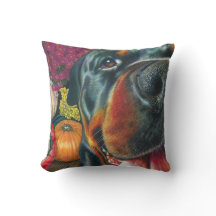 Black Rottweiler Dog Autumn Harvest Pumpkin Art