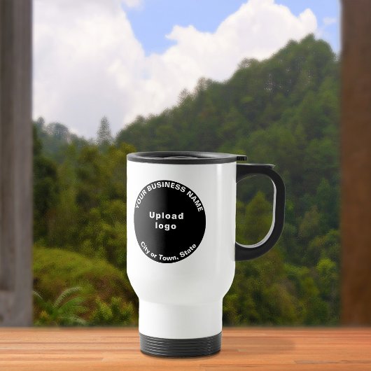 Black Round Business Brand op Travel Mug Reisbeker