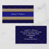 Black Royal Blue Damask Gold-keten Visitekaartje (Voorkant / Achterkant)