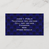 Black Royal Blue Damask Gold-keten Visitekaartje (Achterkant)