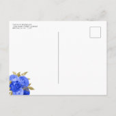 Black Royal Blue Glitter Floral Quinceanera Uitnodiging Briefkaart (Achterkant)