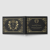 Black Royal Fantasy Monogram Huwelijk Gastenboek (Volledig)
