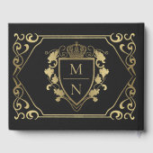 Black Royal Fantasy Monogram Huwelijk Gastenboek (Achterkant)