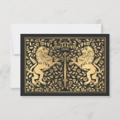 Black Royal Medieval Lion Wedding RSVP Kaartje (Achterkant)